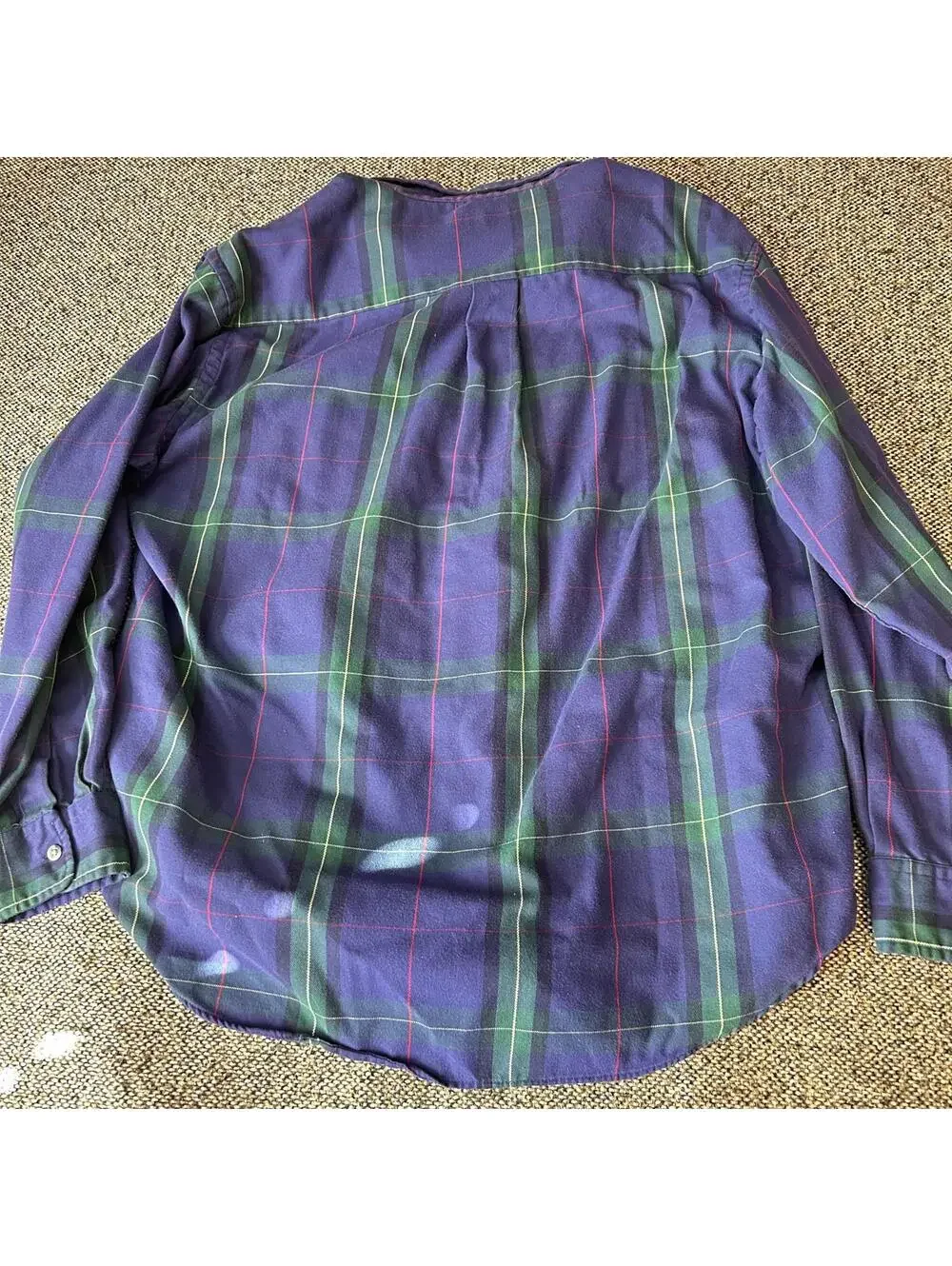 L.L. Bean Plaid Flannel Shirt XL Rangeley Purple Green Cotton Blend Made in USA - Picture 4 of 4
